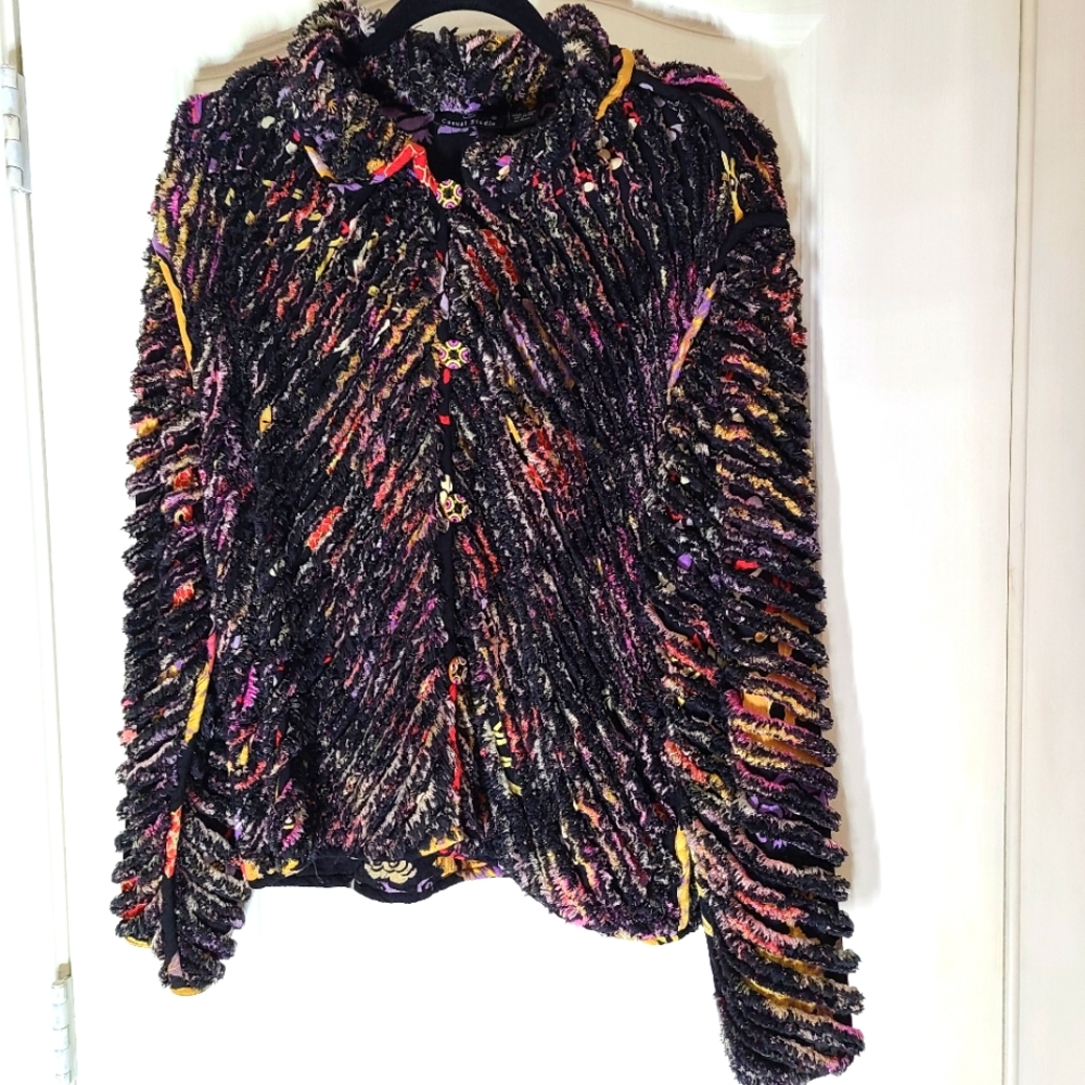 Multi Colored Light Button Down Jacket Size L, - image 1